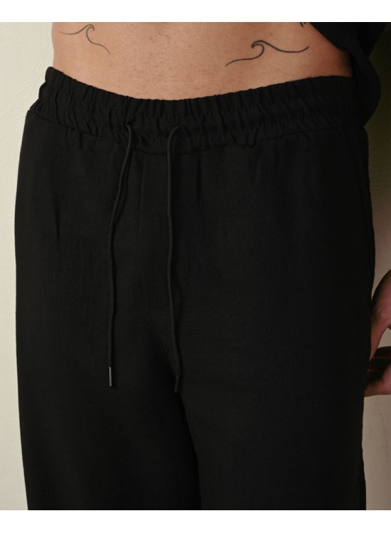 Keten Jogger Pantolon – Siyah - Boyfriend Fit