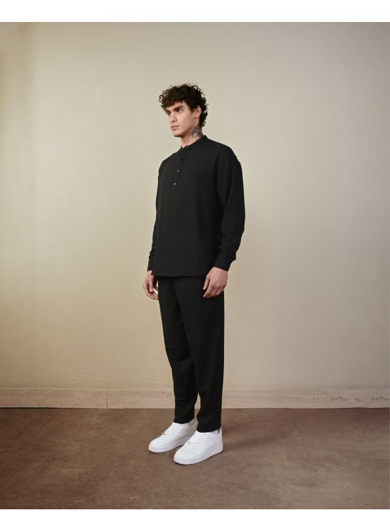 Keten Jogger Pantolon – Siyah - Boyfriend Fit