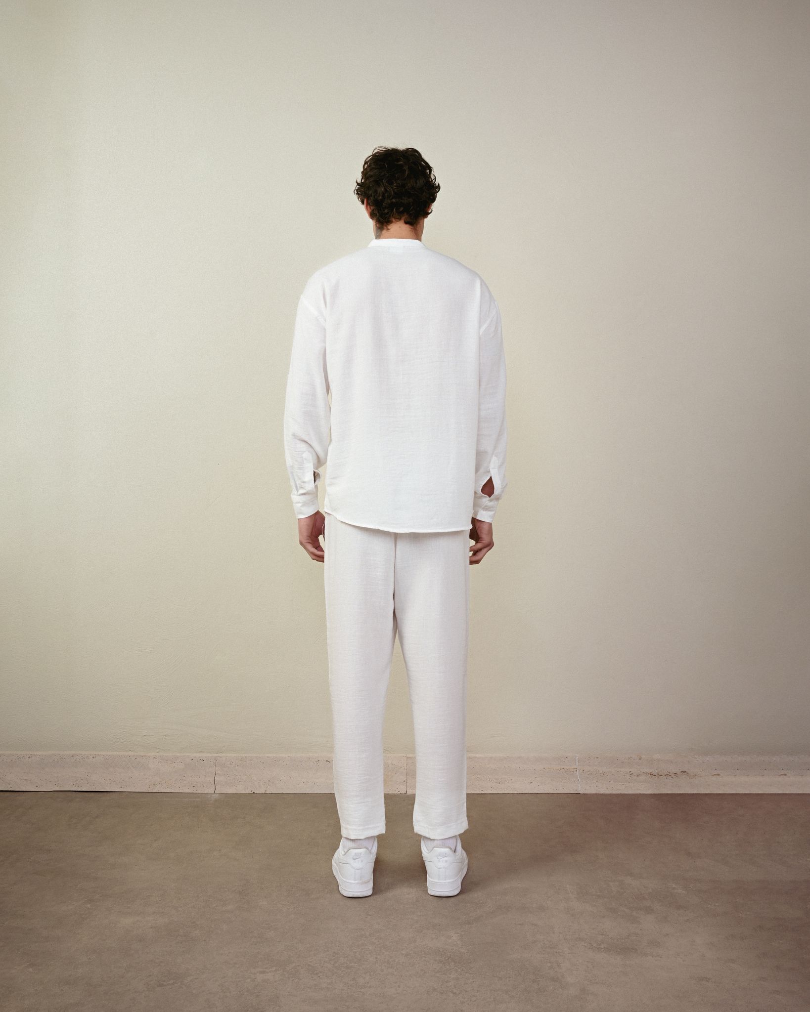 Keten Jogger Pantolon – Beyaz - Boyfriend Fit