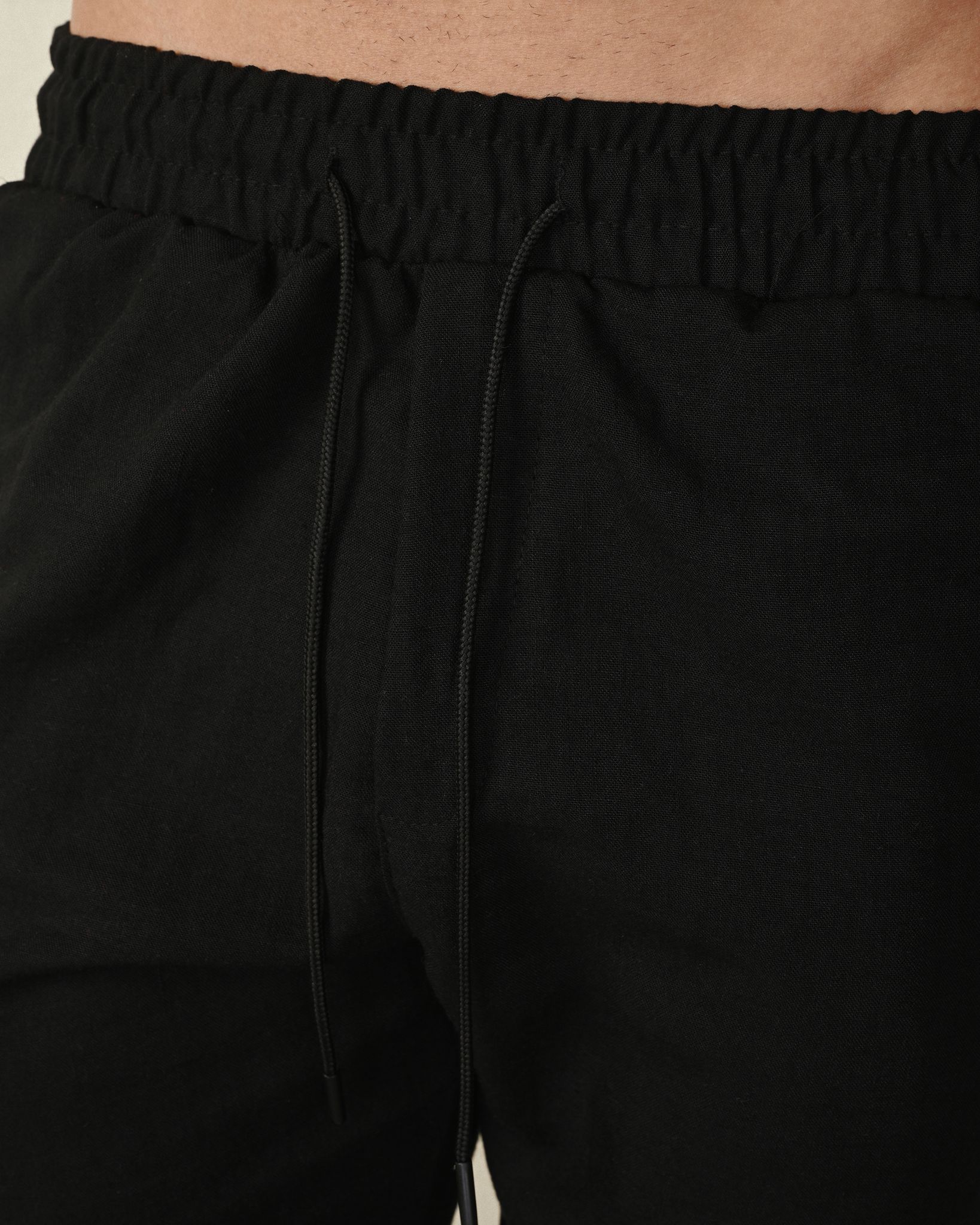 Keten Rahat Kalıp Şort – Siyah - Regular Fit