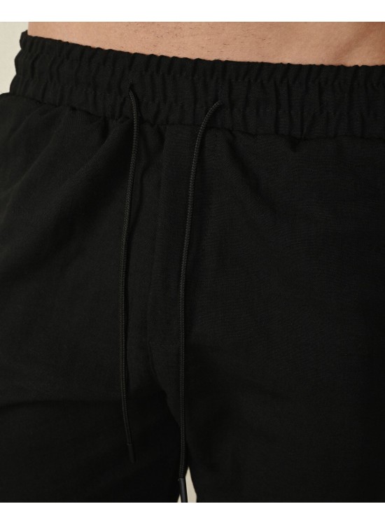 Keten Rahat Kalıp Şort – Siyah - Regular Fit