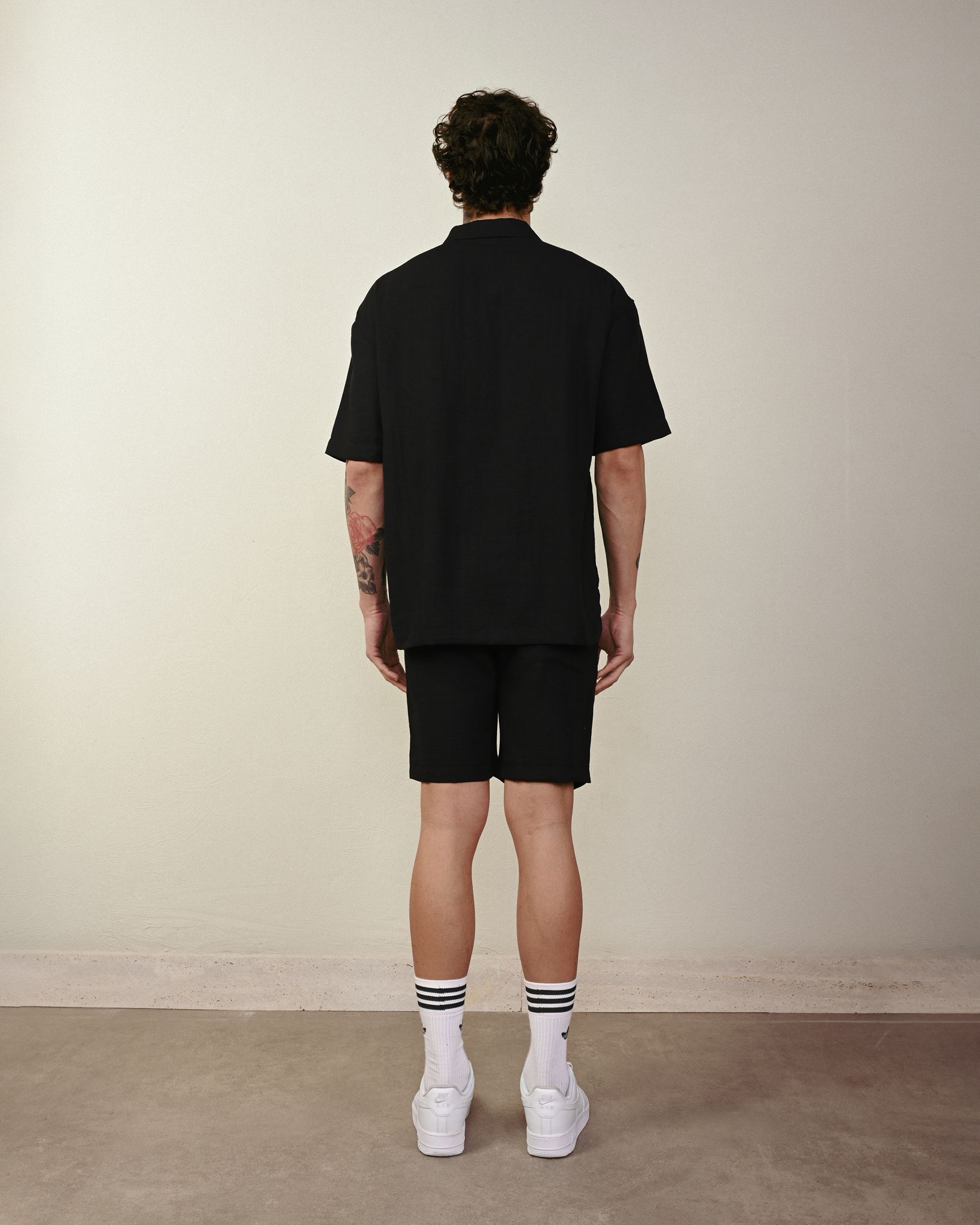Keten Rahat Kalıp Şort – Siyah - Regular Fit