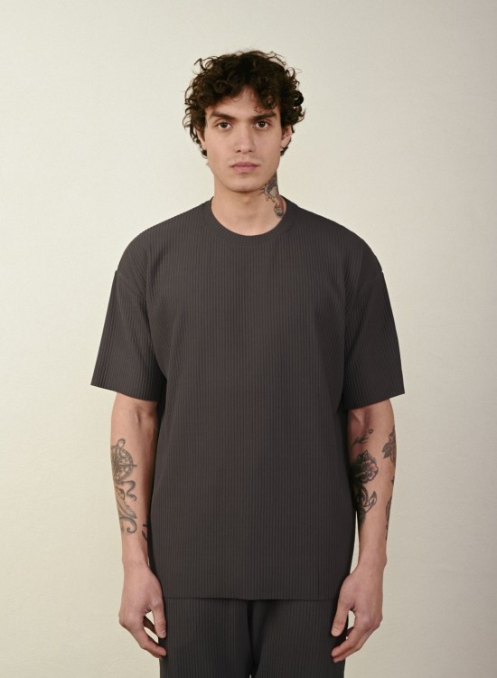 Raporlu Tshirt – Antrasit - Oversize Fit