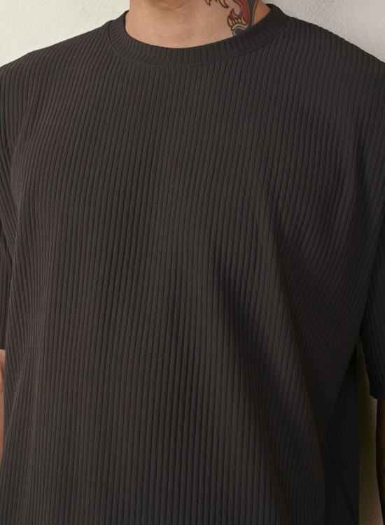 Raporlu Tshirt – Antrasit - Oversize Fit