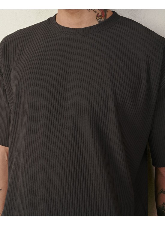 Raporlu Tshirt – Antrasit - Oversize Fit