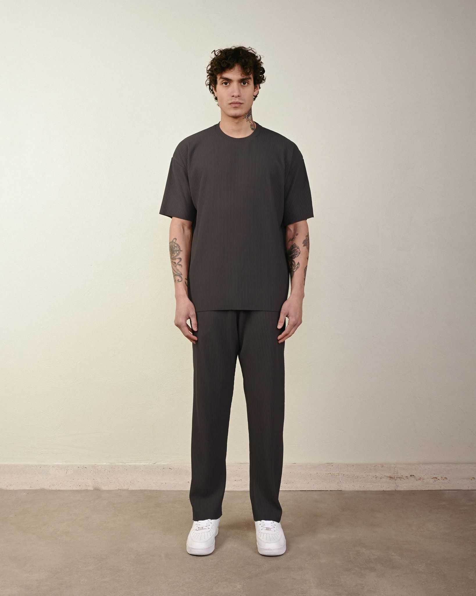 Raporlu Tshirt – Antrasit - Oversize Fit