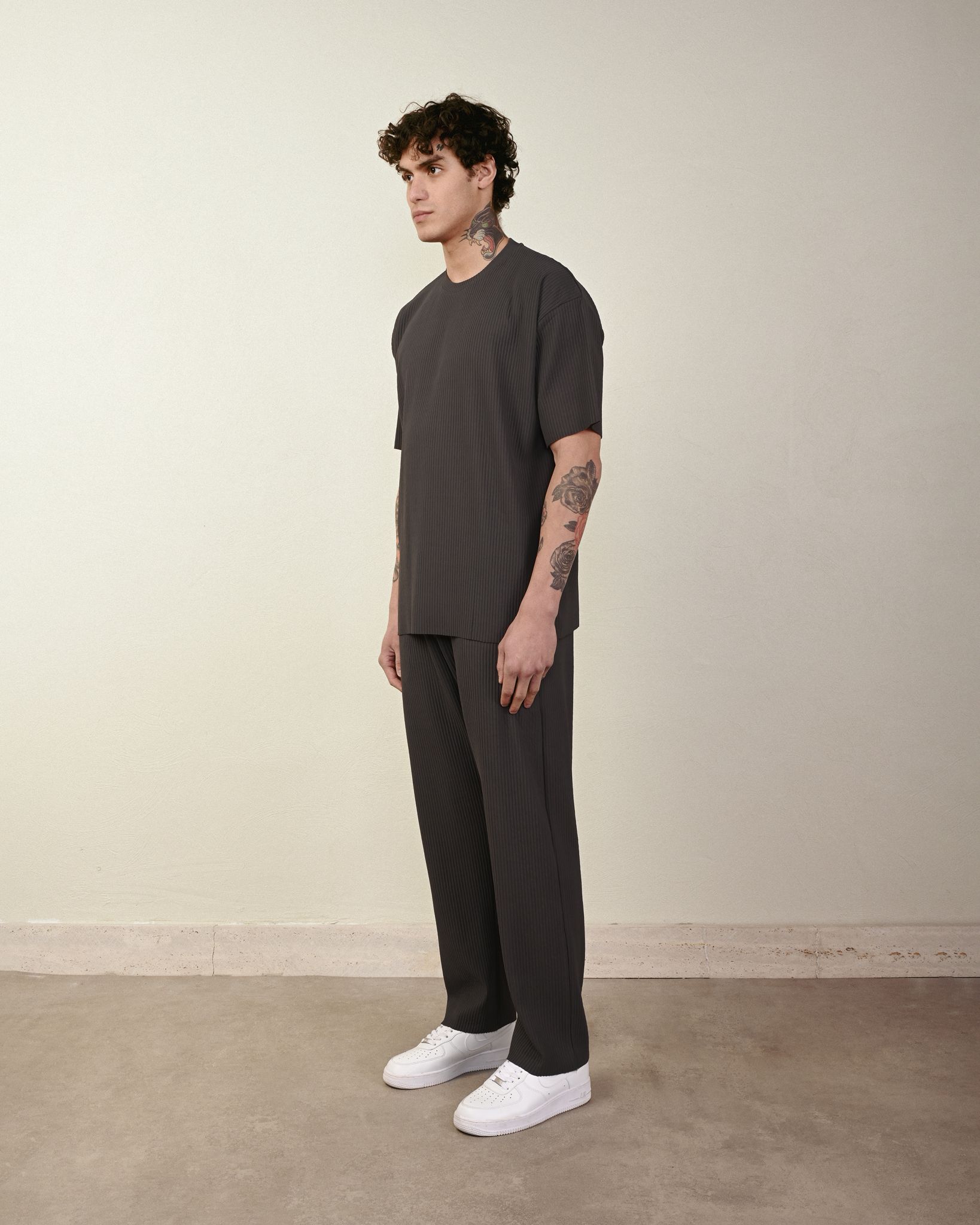 Raporlu Tshirt – Antrasit - Oversize Fit
