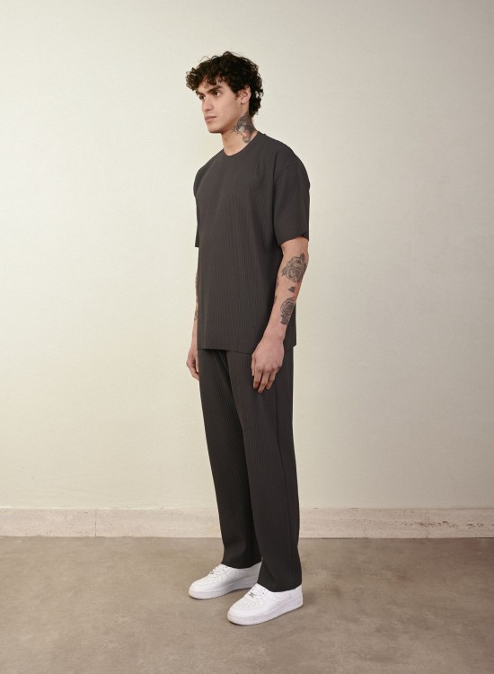 Raporlu Tshirt – Antrasit - Oversize Fit