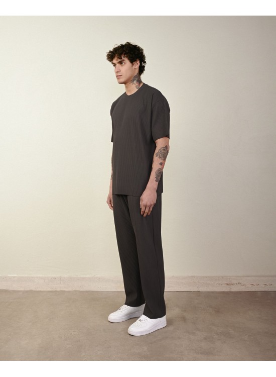 Raporlu Tshirt – Antrasit - Oversize Fit