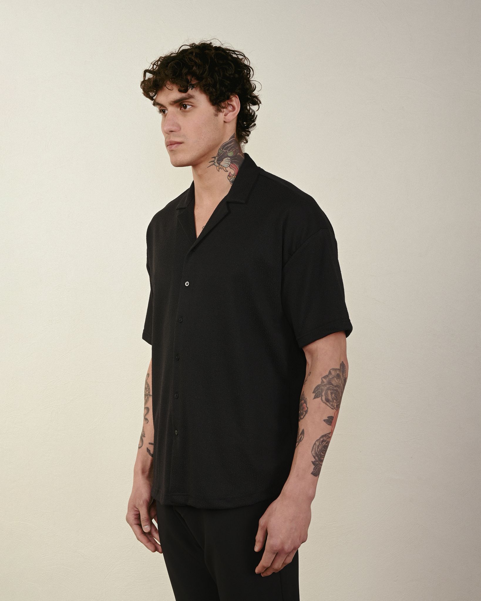 "BEYOND" Gömlek - Siyah – Oversize Fit