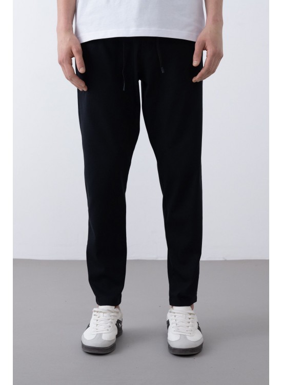 Soft Kumaş Likralı Jogger Pantolon – Siyah - Boyfriend Fit
