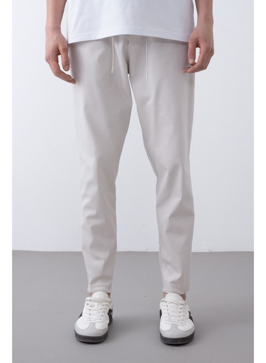 Soft Kumaş Likralı Jogger Pantolon – Gri - Boyfriend Fit