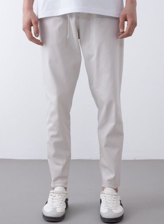 Soft Kumaş Likralı Jogger Pantolon – Gri - Boyfriend Fit