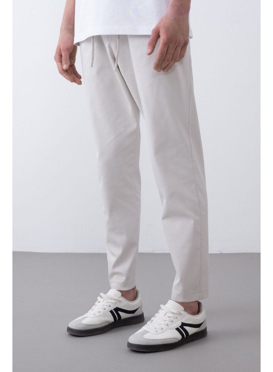 Soft Kumaş Likralı Jogger Pantolon – Gri - Boyfriend Fit