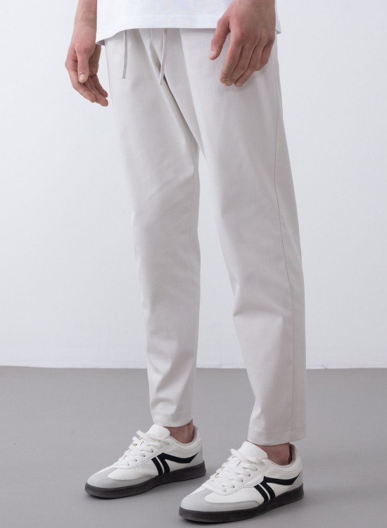 Soft Kumaş Likralı Jogger Pantolon – Gri - Boyfriend Fit