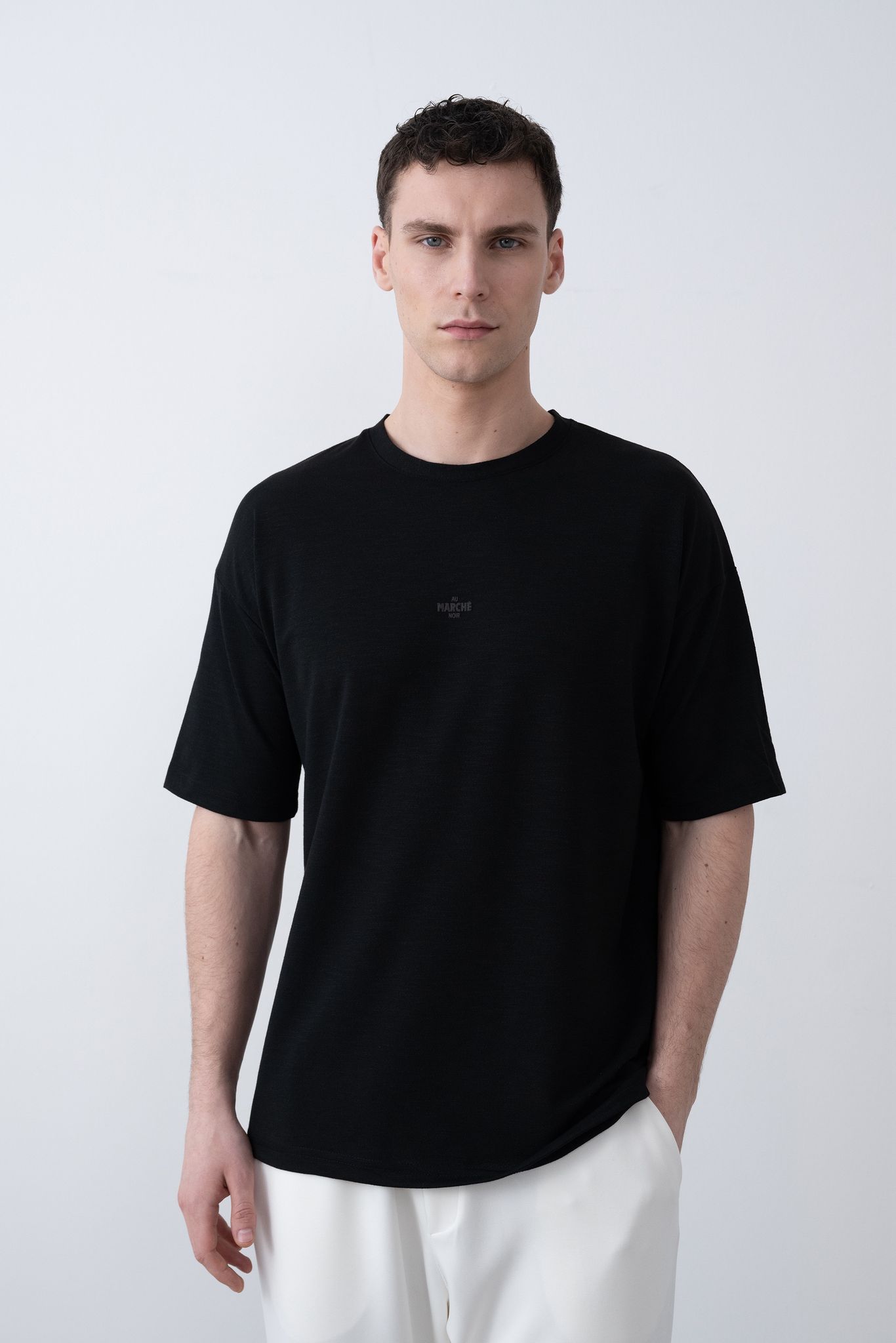 "MARCHE" Tensel Tshirt – Siyah -  Regular Fit