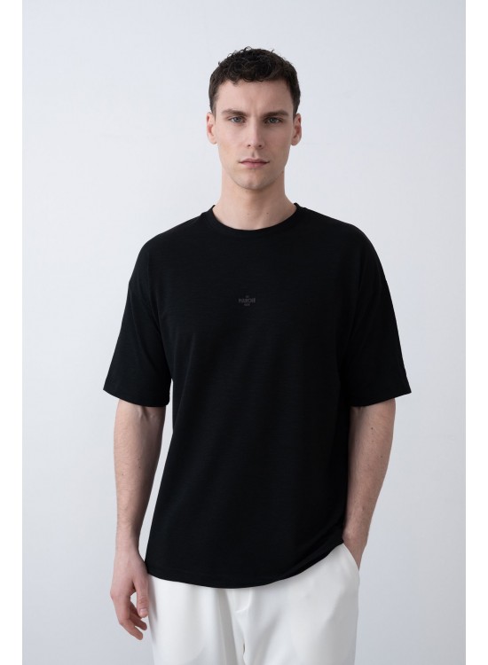 "MARCHE" Tensel Tshirt – Siyah -  Regular Fit