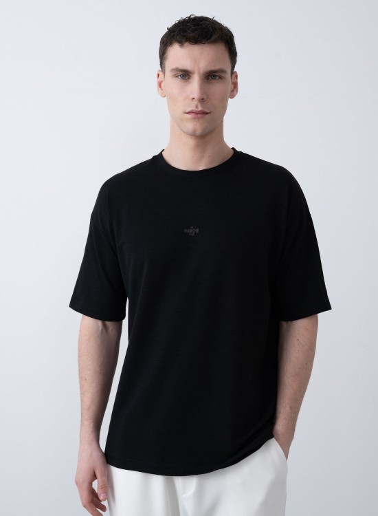 "MARCHE" Tensel Tshirt – Siyah -  Regular Fit
