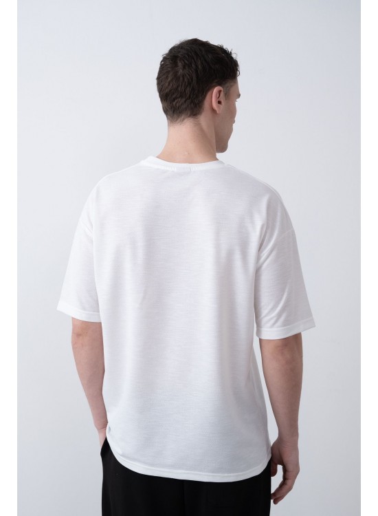 "MARCHE" Tensel Tshirt – Beyaz -  Regular Fit