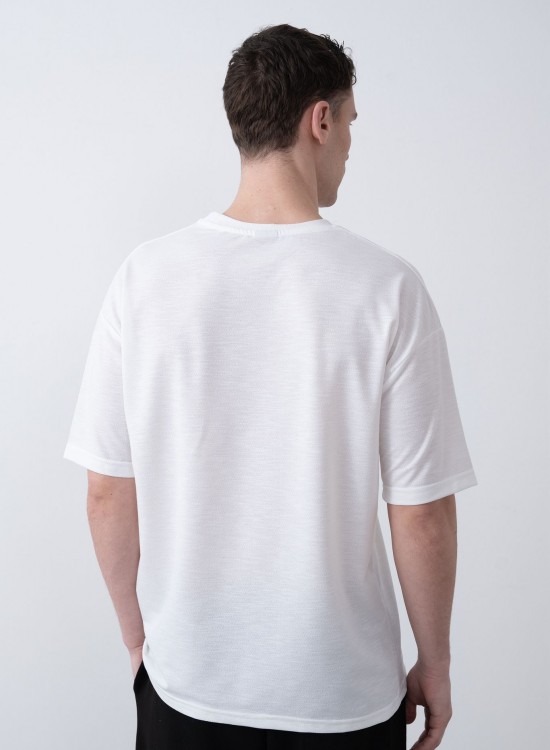 "MARCHE" Tensel Tshirt – Beyaz -  Regular Fit