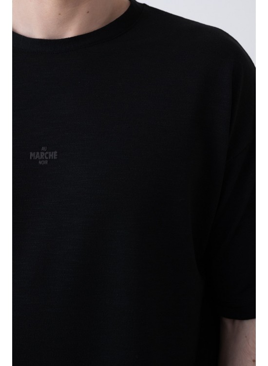 "MARCHE" Tensel Tshirt – Siyah -  Regular Fit