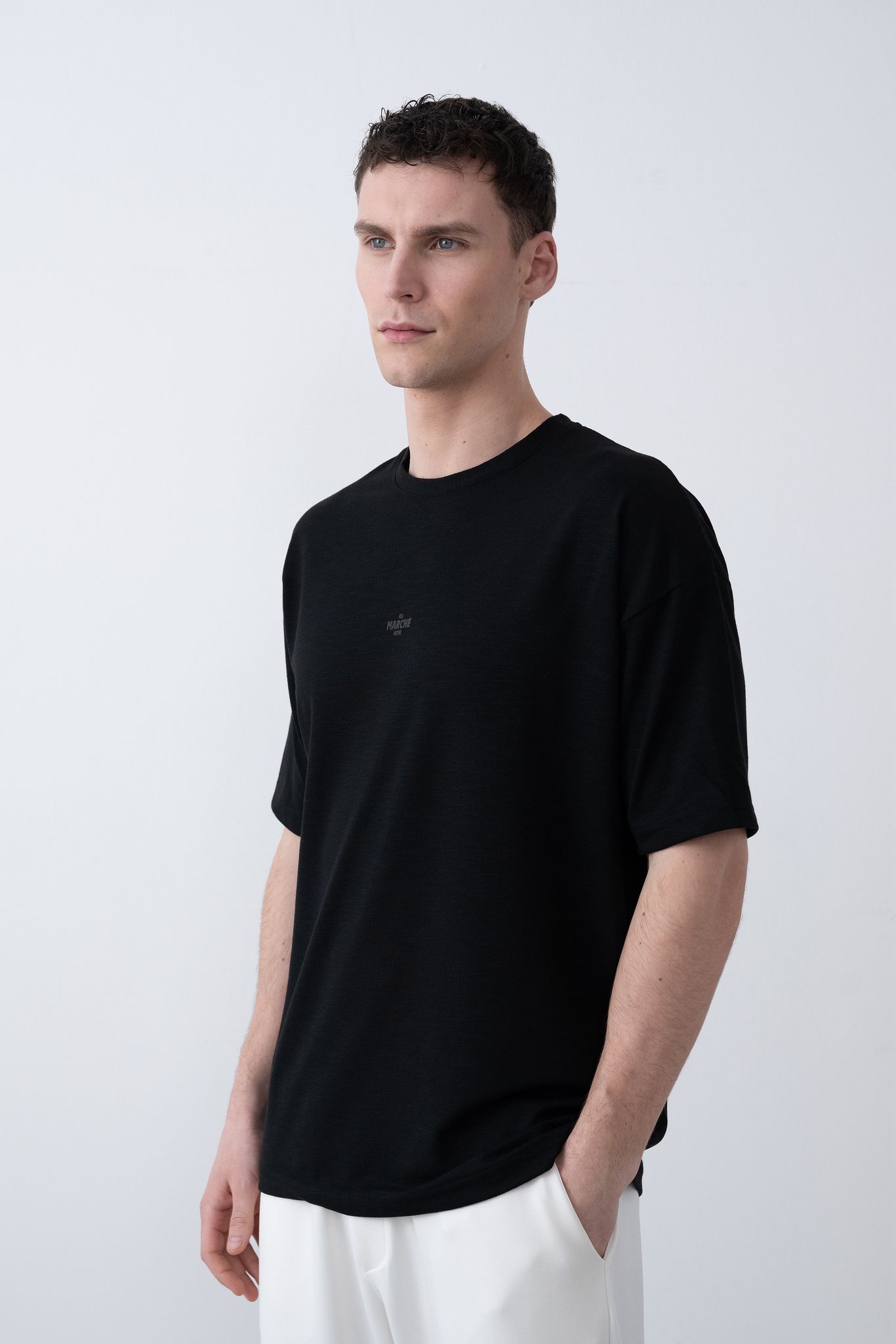 "MARCHE" Tensel Tshirt – Siyah -  Regular Fit