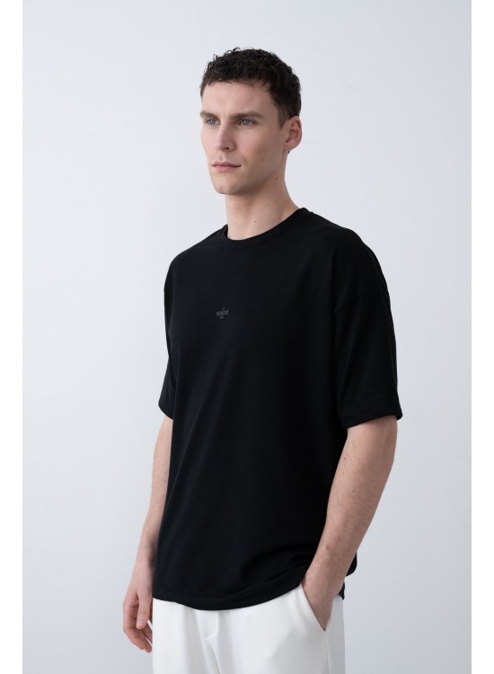 "MARCHE" Tensel Tshirt – Siyah -  Regular Fit