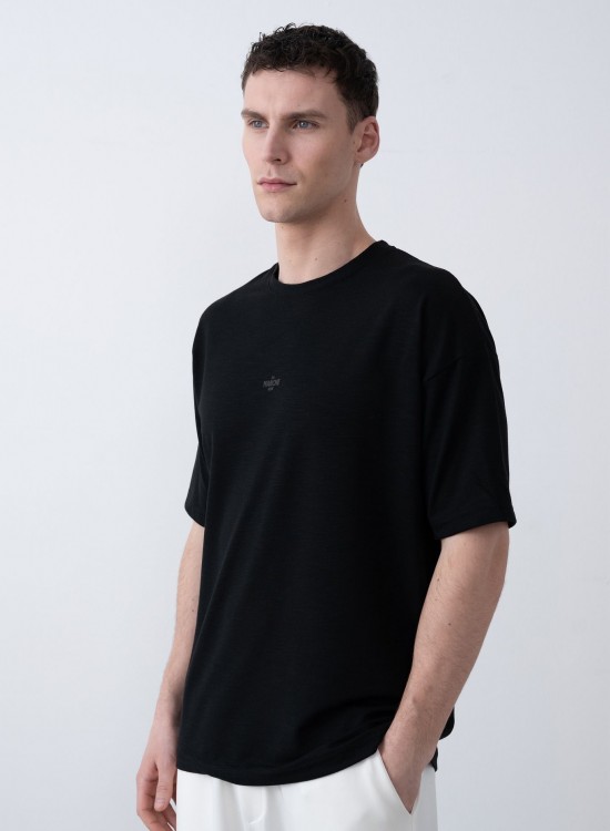 "MARCHE" Tensel Tshirt – Siyah -  Regular Fit