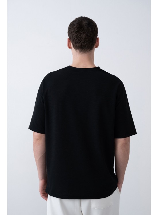 "MARCHE" Tensel Tshirt – Siyah -  Regular Fit