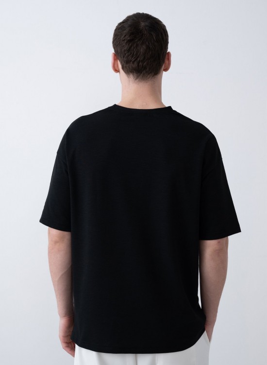 "MARCHE" Tensel Tshirt – Siyah -  Regular Fit