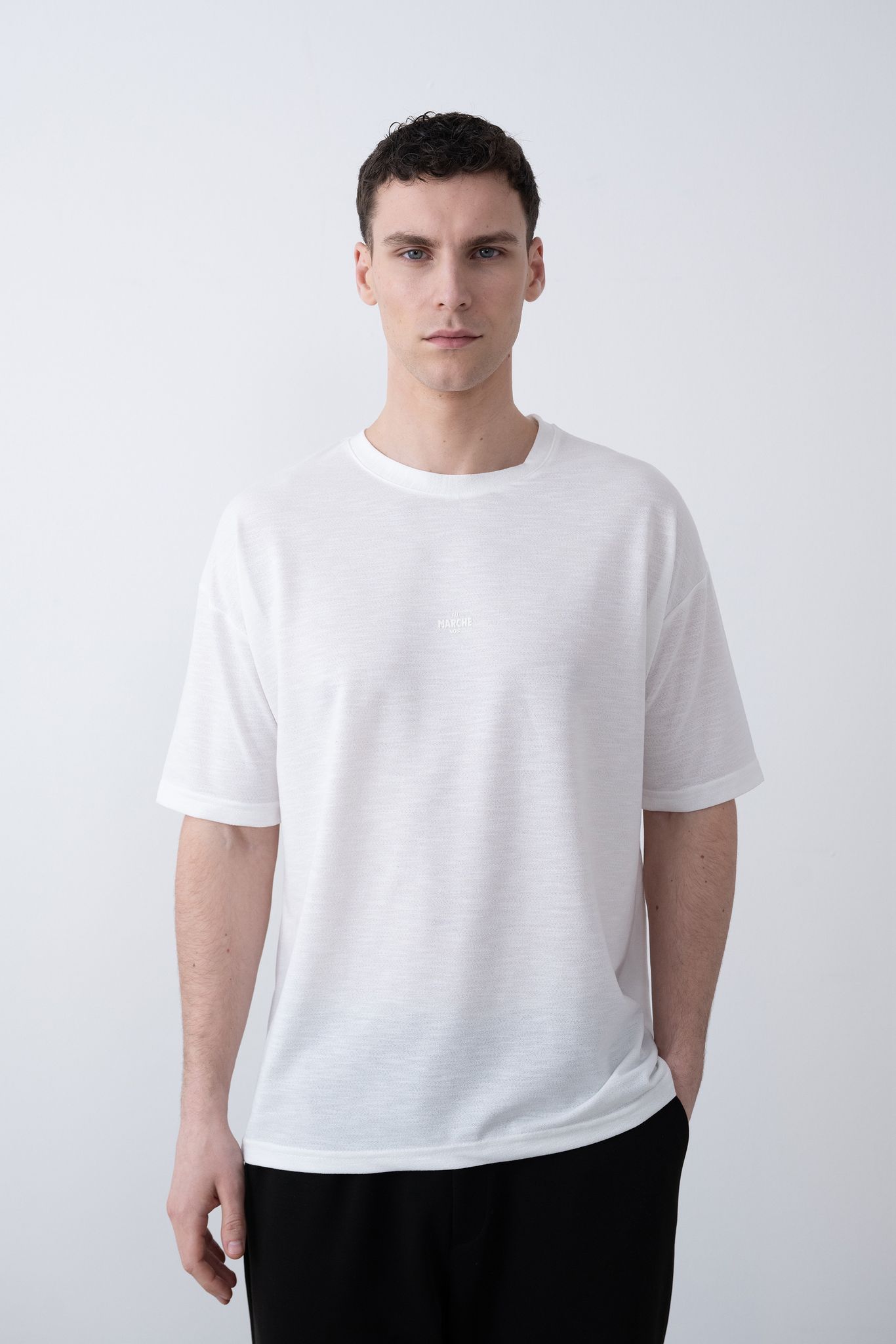 "MARCHE" Tensel Tshirt – Beyaz -  Regular Fit