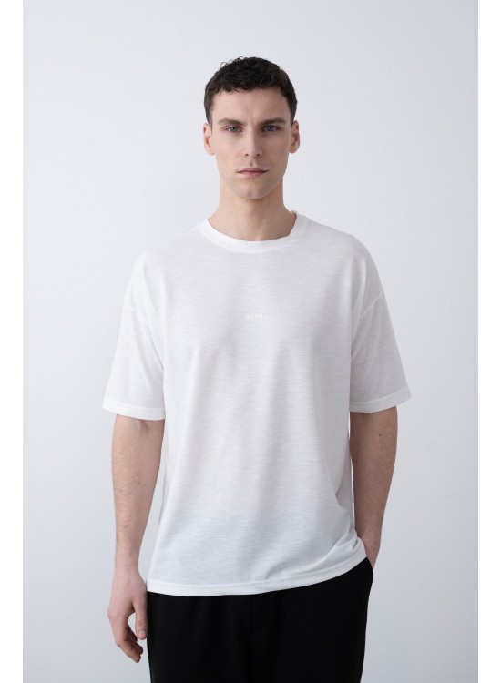 "MARCHE" Tensel Tshirt – Beyaz -  Regular Fit