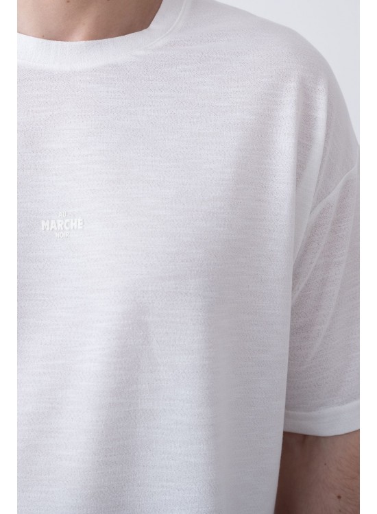 "MARCHE" Tensel Tshirt – Beyaz -  Regular Fit