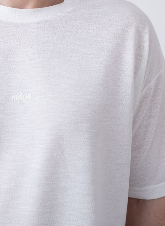 "MARCHE" Tensel Tshirt – Beyaz -  Regular Fit