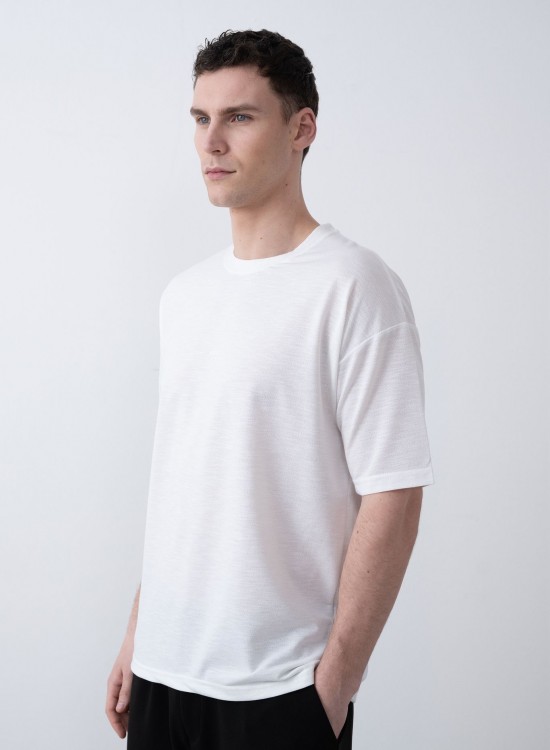 "MARCHE" Tensel Tshirt – Beyaz -  Regular Fit