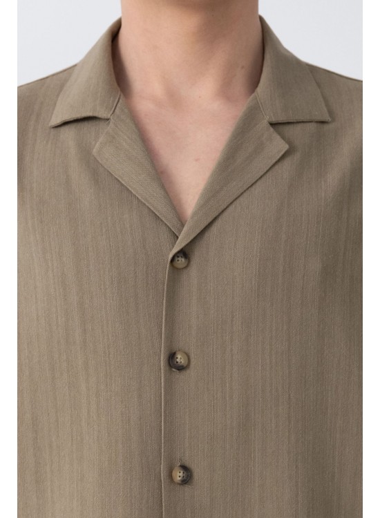 Dokuma Detaylı Gömlek – Kahve -  Oversize Fit