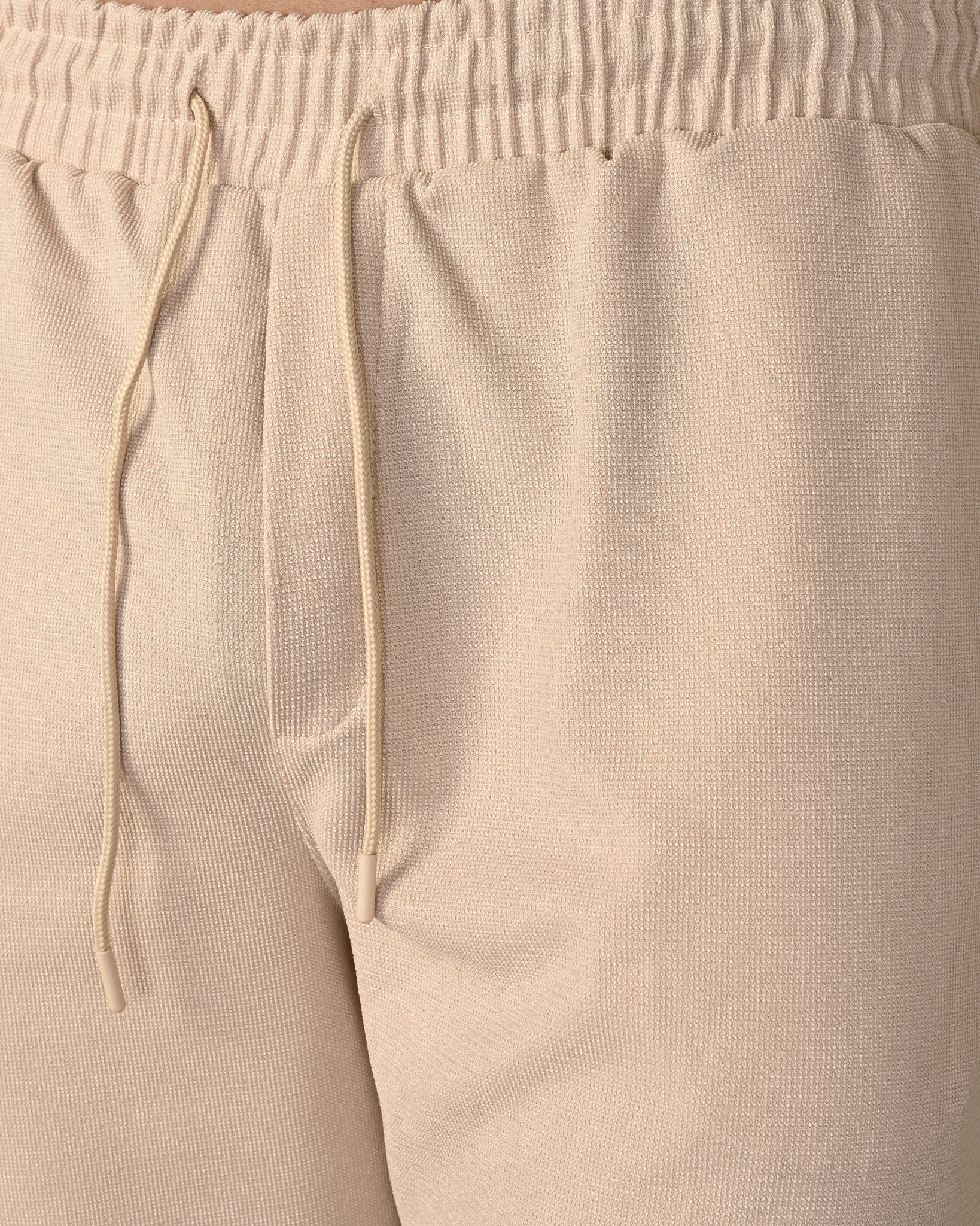 Örme Rahat Kalıp Şort – Bej - Oversize Fit