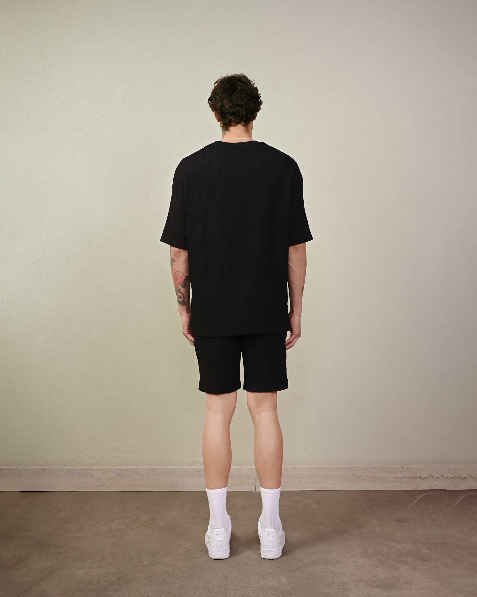 Bürümcük Keten Şort – Siyah - Oversize Fit