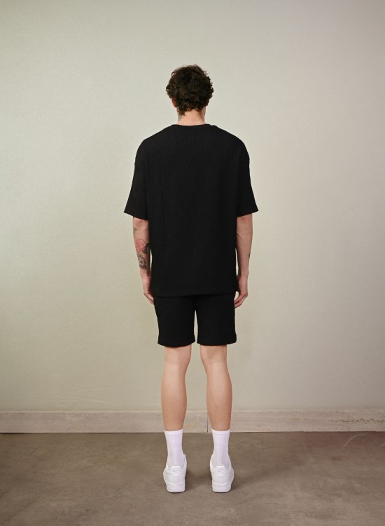 Bürümcük Keten Şort – Siyah - Oversize Fit Bürümcük Keten Şort – Siyah - Oversize Fit