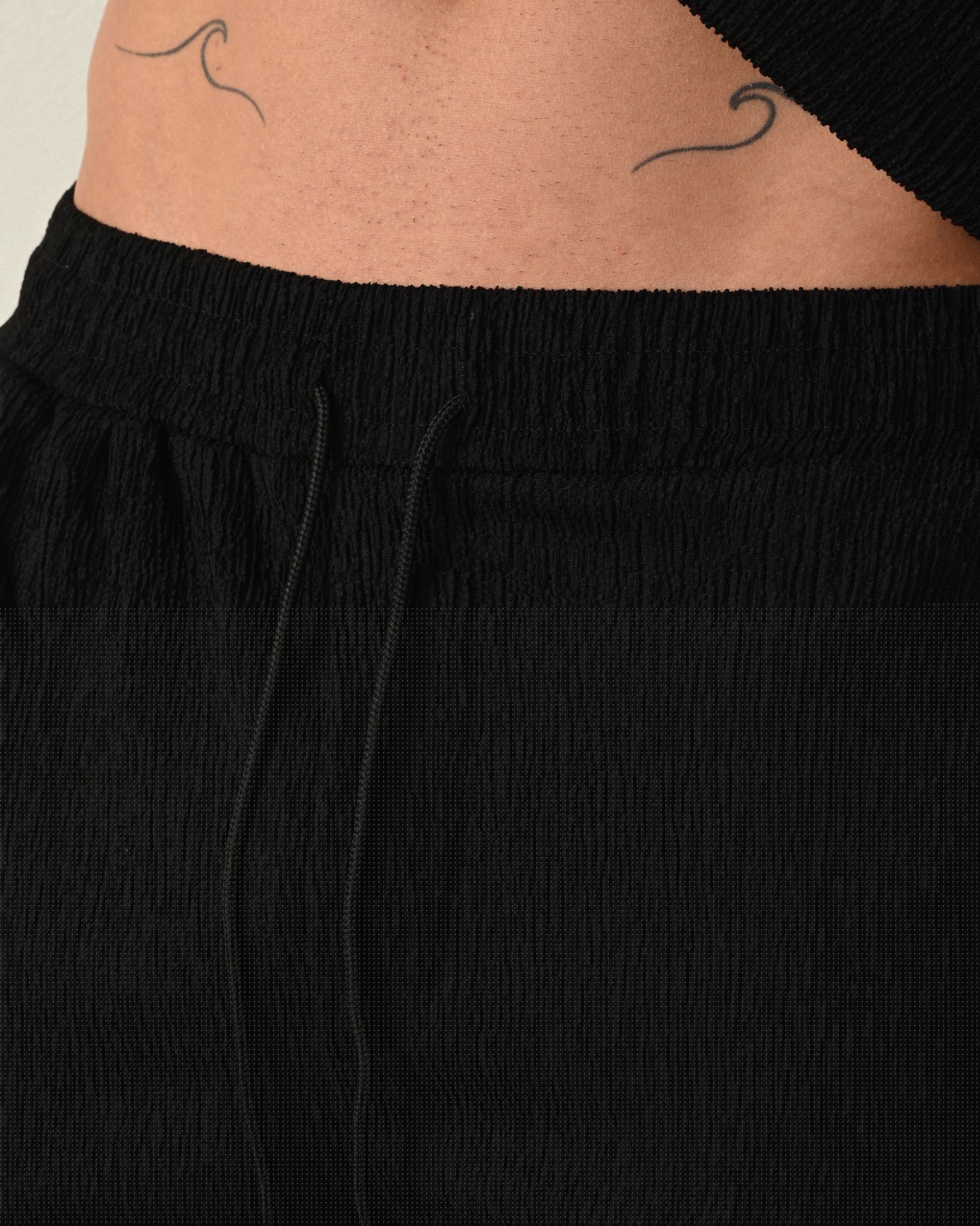 Bürümcük Keten Şort – Siyah - Oversize Fit